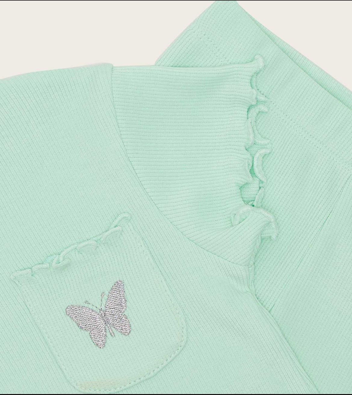 R&B Embroidery Detail Knotted Top and Bottom Set