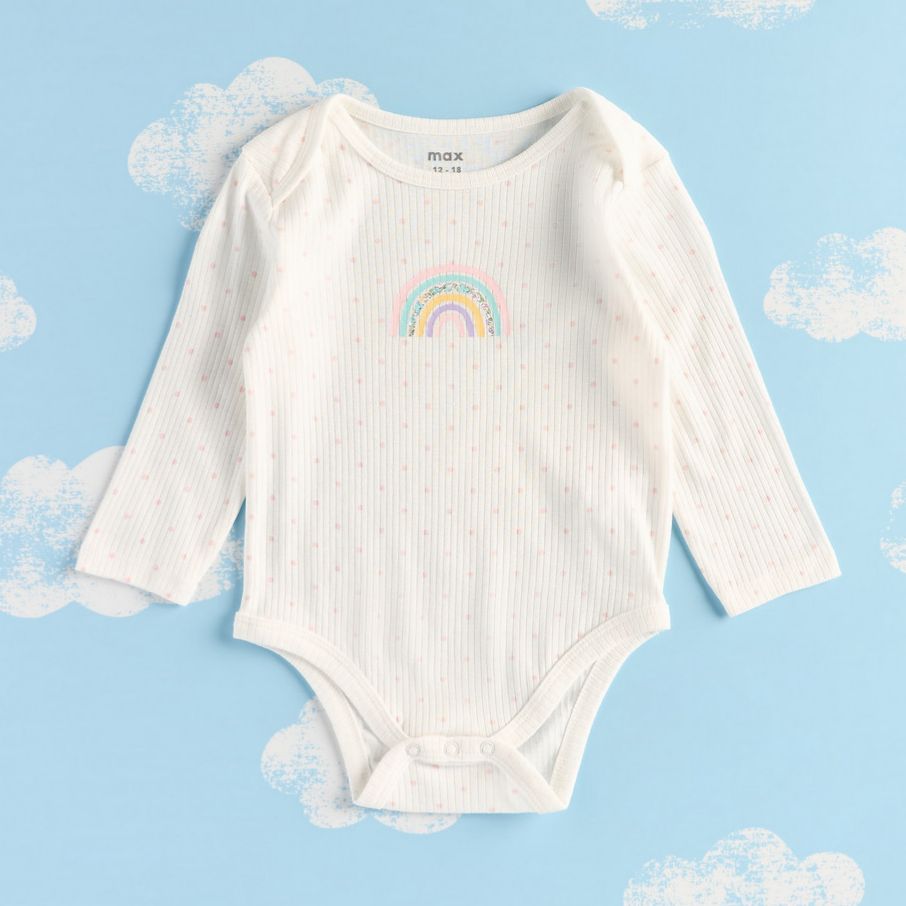 Pack of 3 Printed Bodysuits with Long Sleeves