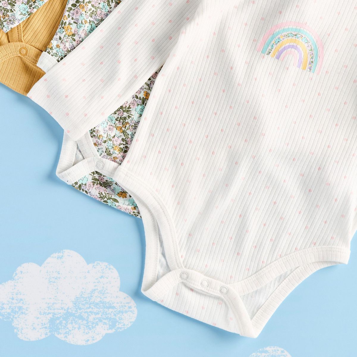 Pack of 3 Printed Bodysuits with Long Sleeves