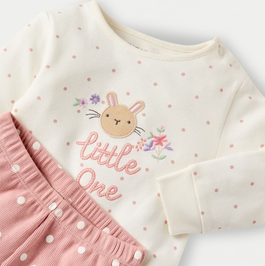 Bunny Applique T-shirt and Pajama Set