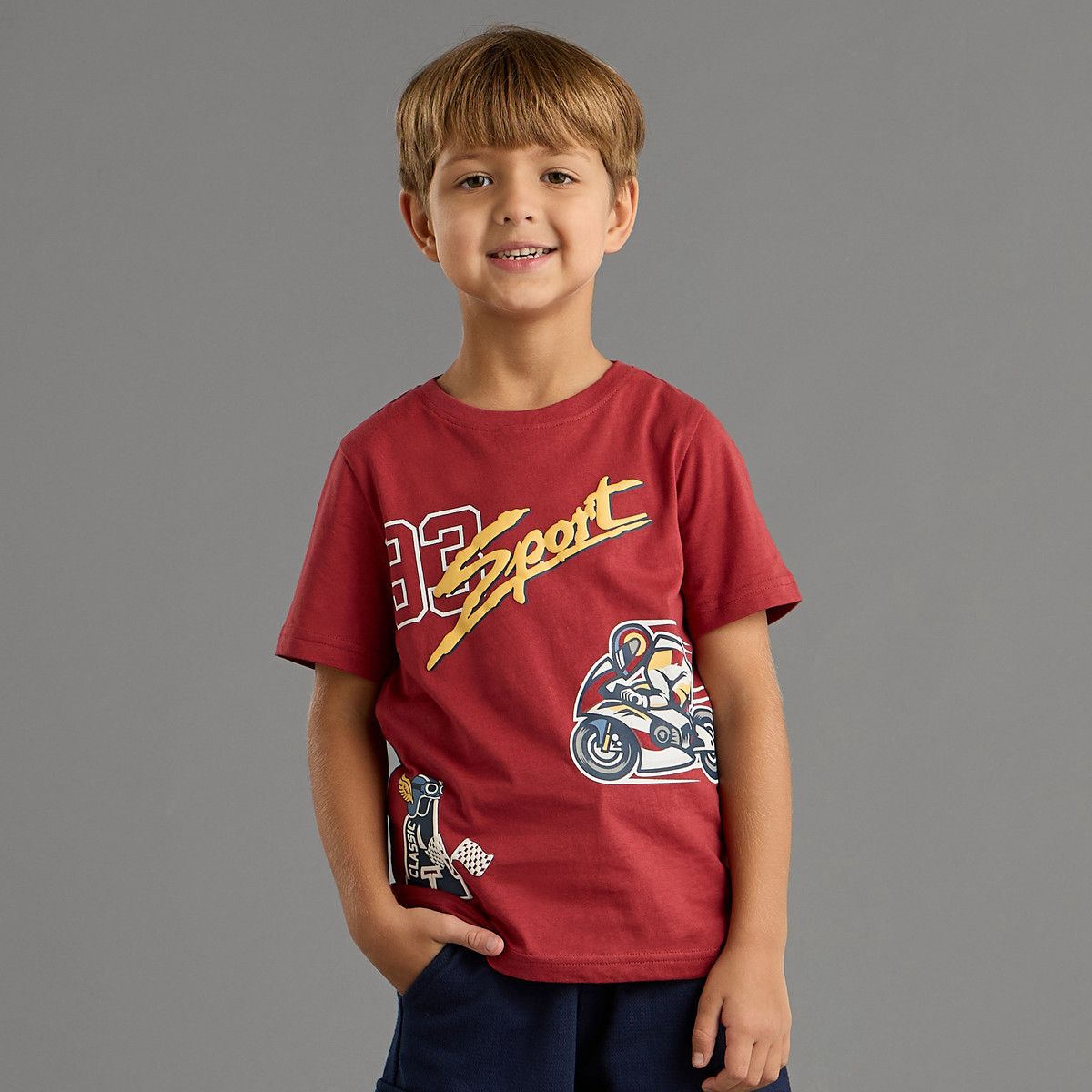 Red Graphic Print Cotton T-Shirt