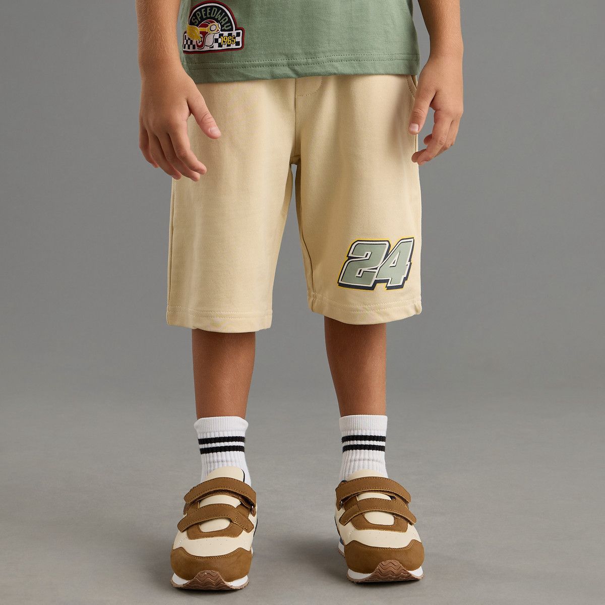 Racing Print Cotton T-shirt and Shorts Set
