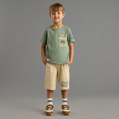 Racing Print Cotton T-shirt and Shorts Set