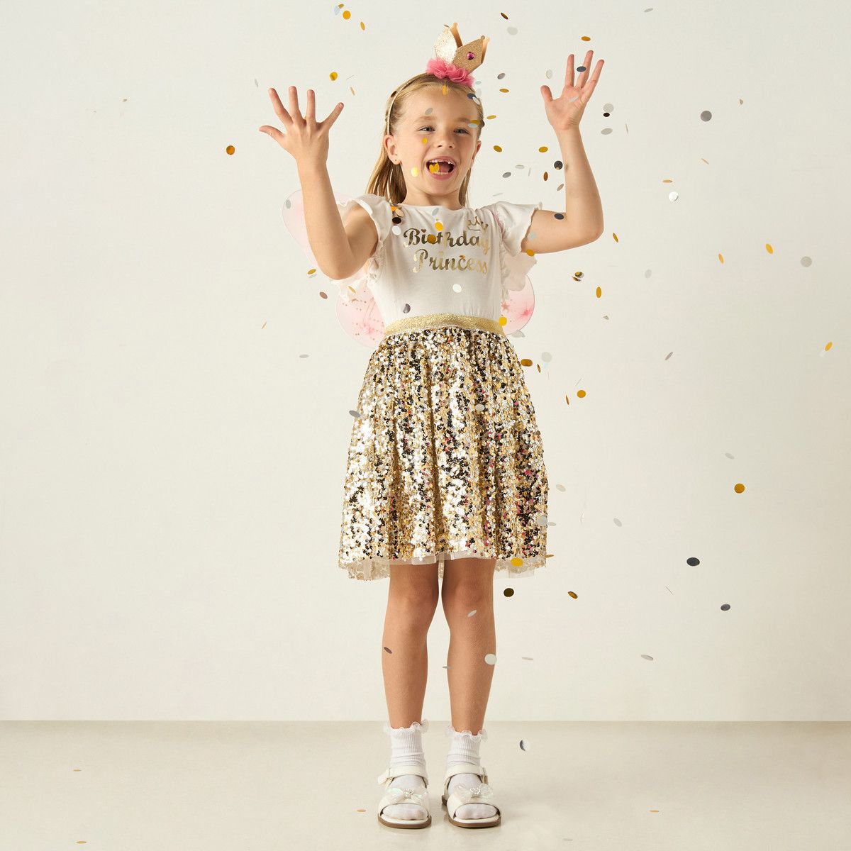Birthday Princess Dress with Wings and Hairband
