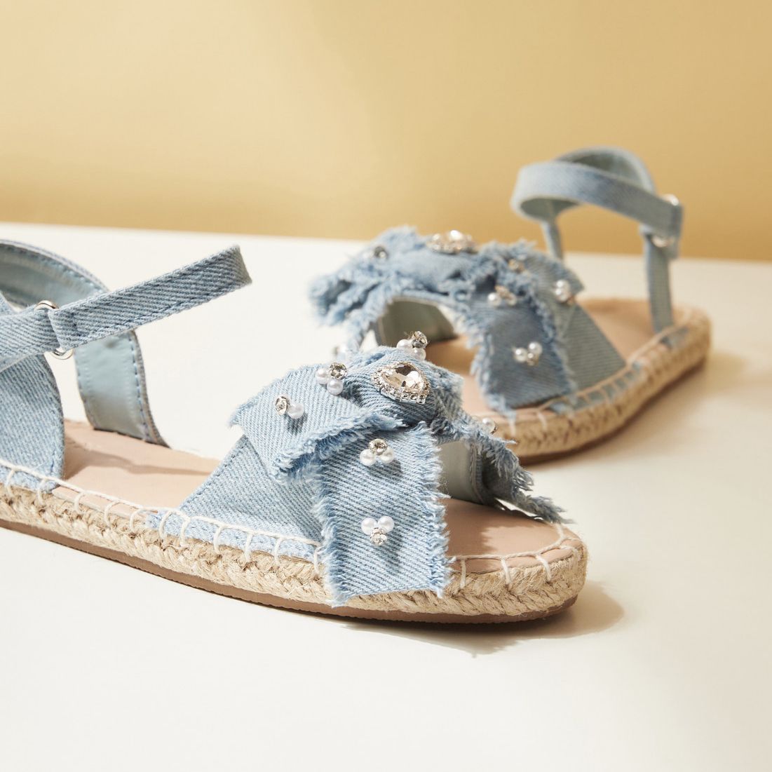 Denim Bow Sandals