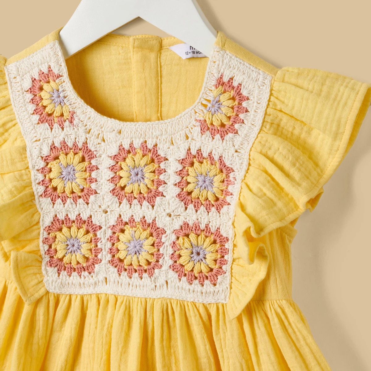 Yellow Crochet Detail Dress with Bloomers