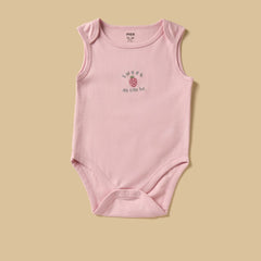 Pack of 3 - Strawberry Print Sleeveless Bodysuit