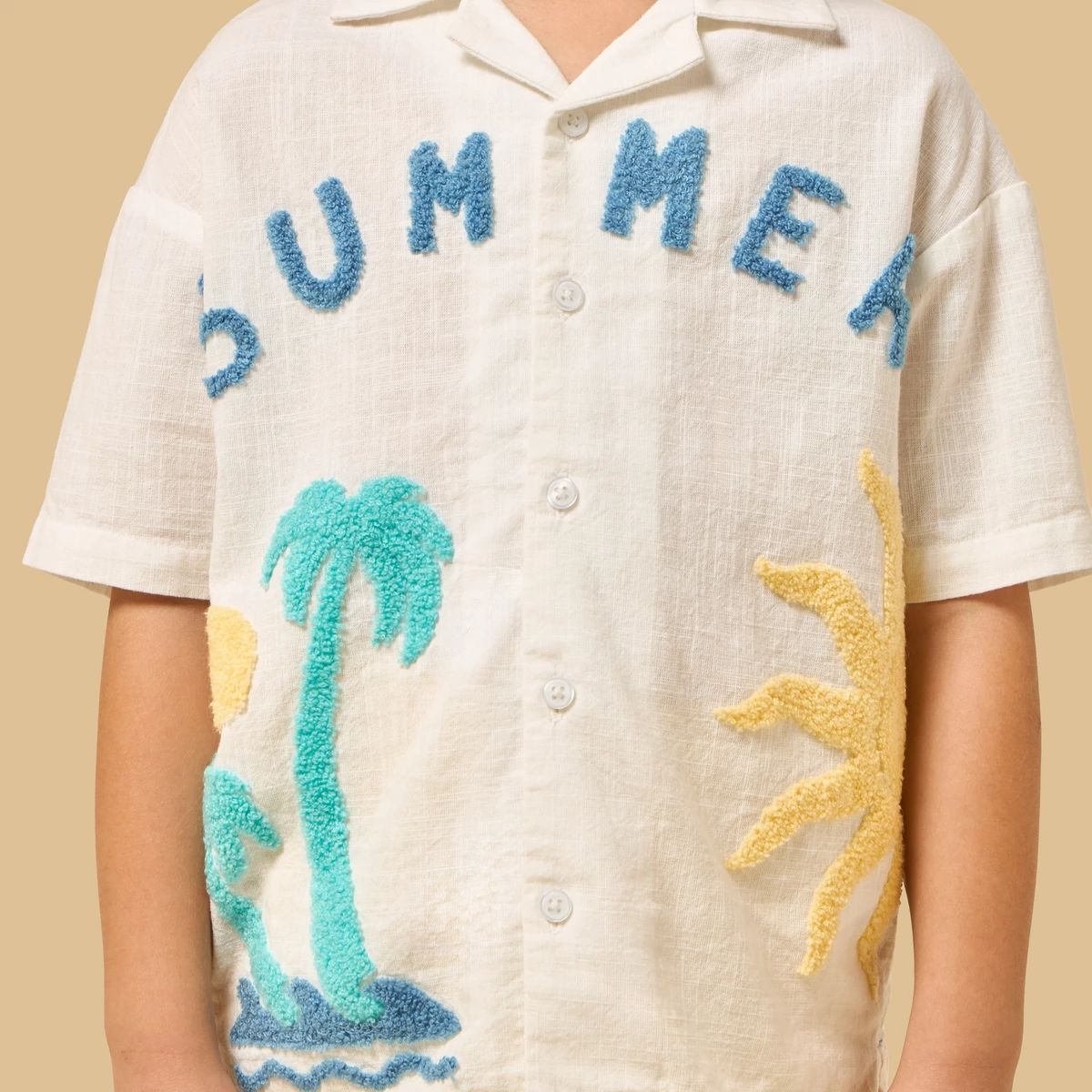 Boys Embroidered Cotton Shirt and Shorts Set